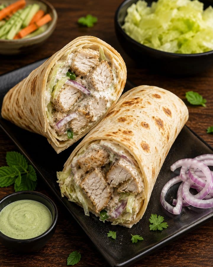 Creamy chicken roll wrapped in rumali roti, MK's Noida