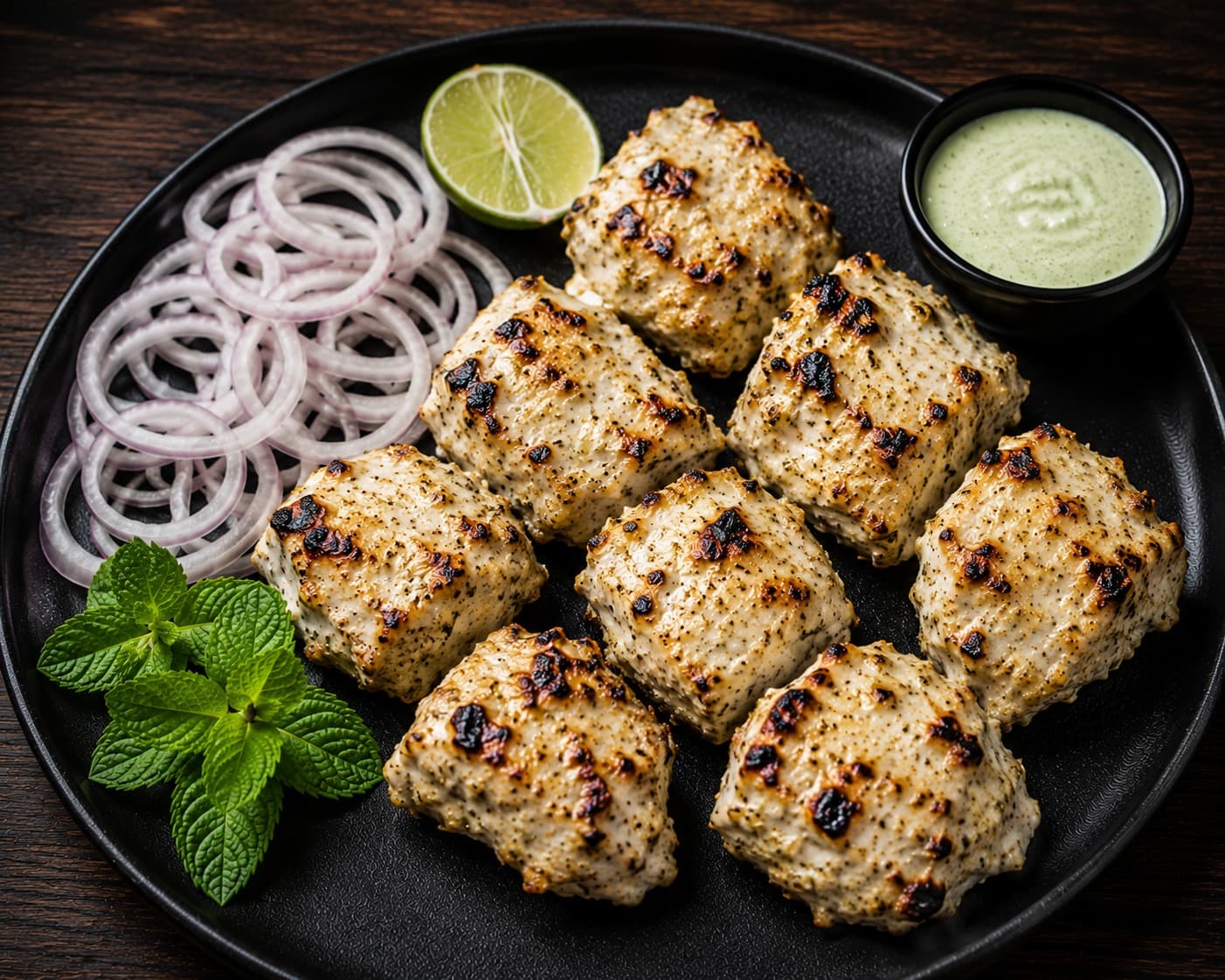 MK's creamy chicken tikka close-up, tandoor roasted