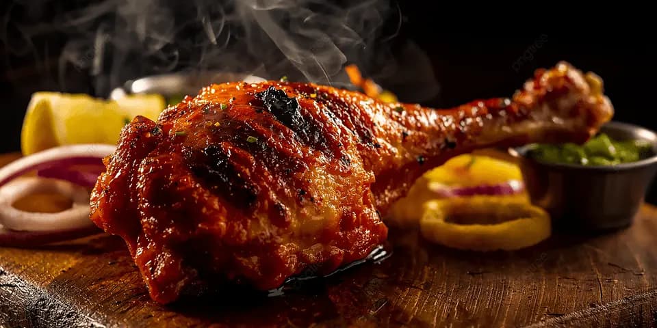 Smoking tandoori chicken leg piece — MK's Noida Sector 75