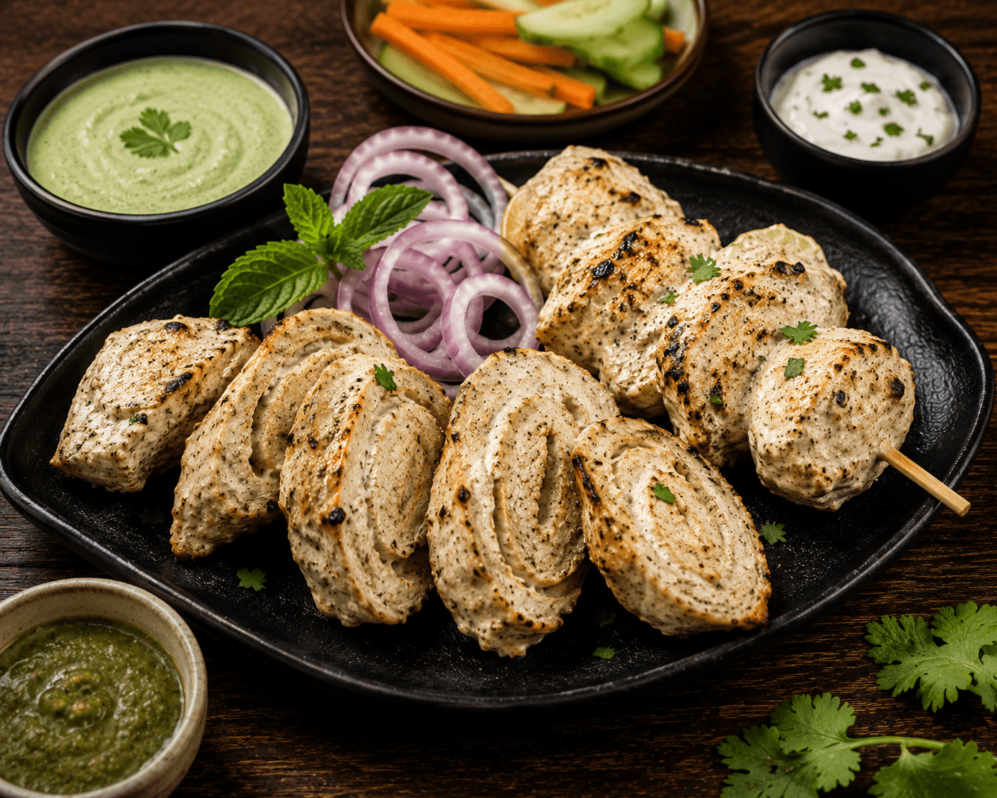 MK's malai chaap close-up, tandoor roasted