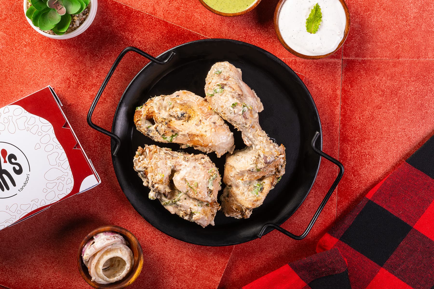 Malai tandoori chicken, 4 pieces, roasted not fried